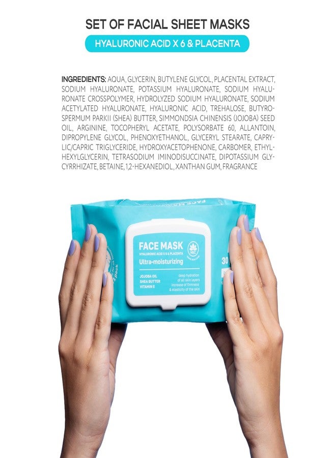 NSC Korean Moisturizing Face Masks with Hyaluronic Acid - 30-Pack Premium Hydrating Sheet Mask Set - Advanced K-Beauty with Shea Butter and Jojoba Oil - Skincare Monthly Supply for All Skin Types - Image 5